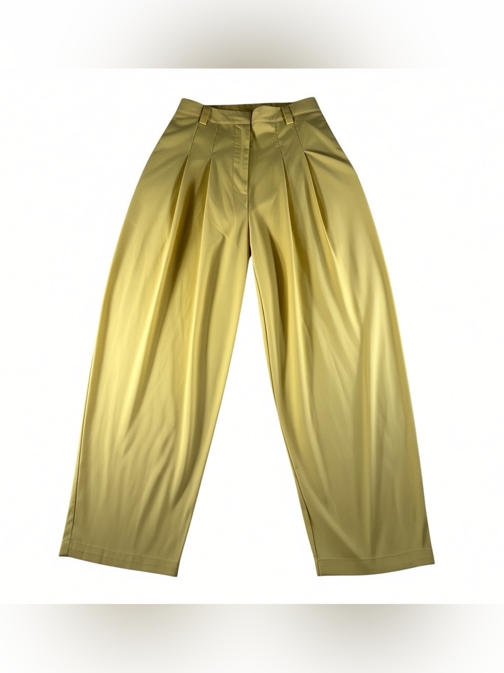 Bar III Nicole English Williams Women Pants Wide Tapered Leg Hi Rise Yellow Sz 8